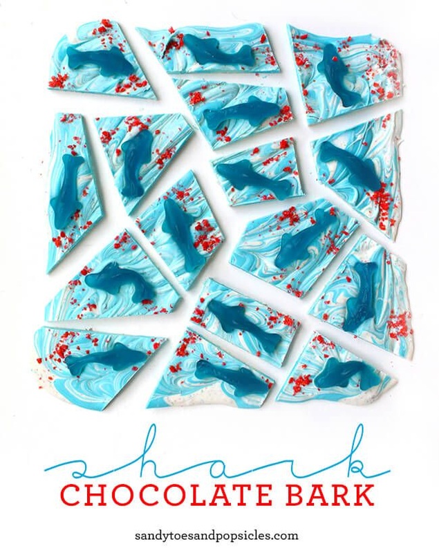 Chocolate And Gummy Shark Bark Party Favor